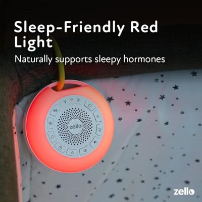 Zello Portable Pro Max sitting on a nursery shelf beside a cot
